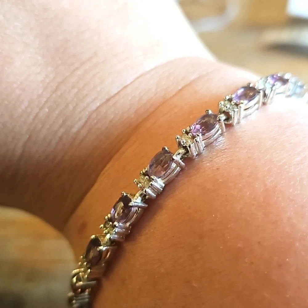 AVON February Birthstone Elegant Tennis Bracelet With Amethyst Purple